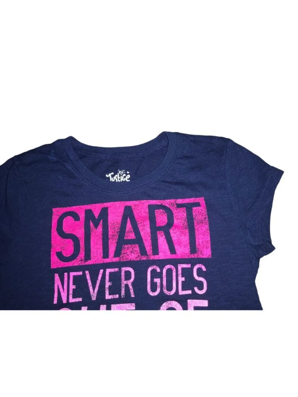 Justice Girls size 7  T-shirt  Smart Never Goes Out of Style - Picture 2 of 5